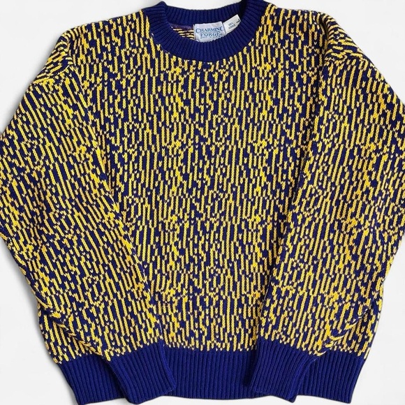 Charming Forge Other - Vintage Charming Forge Retro Funky Abstract Yellow Blue Pullover Sweater